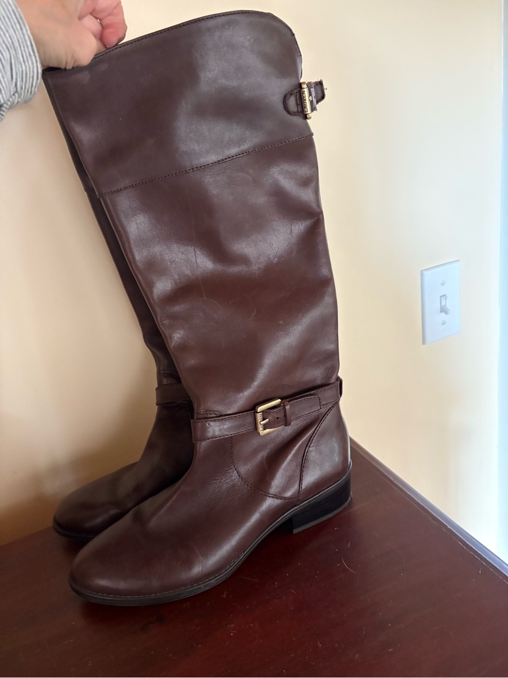 Lauren Ralph Lauren Melora Knee High Leather Riding Boots 8.5B